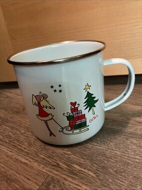 Old Navy White Metal Mug with Holiday Theme
